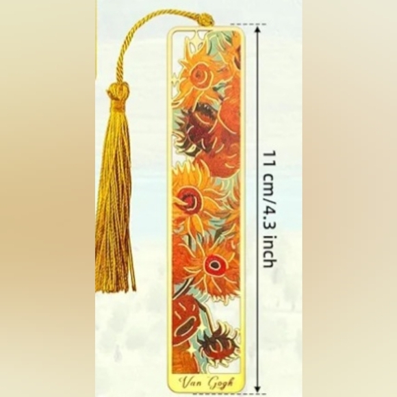 VAN GOGH Sunflowers Metal Bookmark With Tassel - Picture 1 of 3